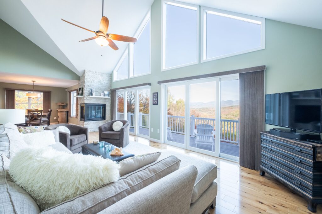 Modern designed living room with cozy furniture